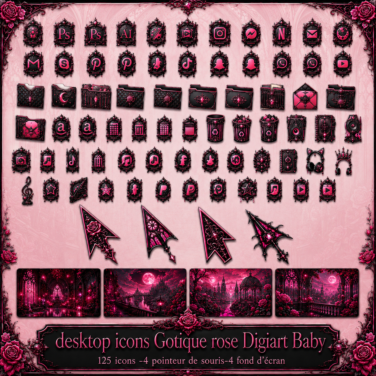 (image for) Desktop icons Gotique rose